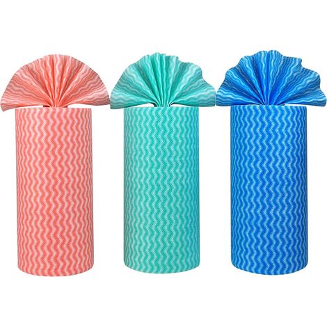 Éponges Pour Vaisselle - Lingettes Nettoyage Non Tissées - Pour Cuisine Salle De Bain Bureau Voiture - 180 Pièces (3 Rouleaux) (1/5)