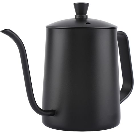 Cafetière à col de cygne long en acier inoxydable de 550 ml avec couvercle, idéale pour la cuisine et les cafés à domicile.
