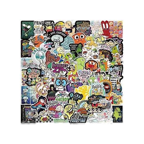 100 Stück 90er-Jahre-Cartoon-Aufkleber für Laptop, Wasserflasche, Gepäck, Snowboard, Fahrrad, Skateboard – Aufkleber für Kinder, Jugendliche und Erwachsene