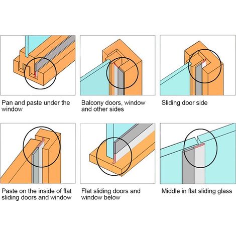 Bande d'étanchéité autocollante anti-poussière et imperméable de 5 m pour portes et fenêtres en verre, marron foncé (1/5)