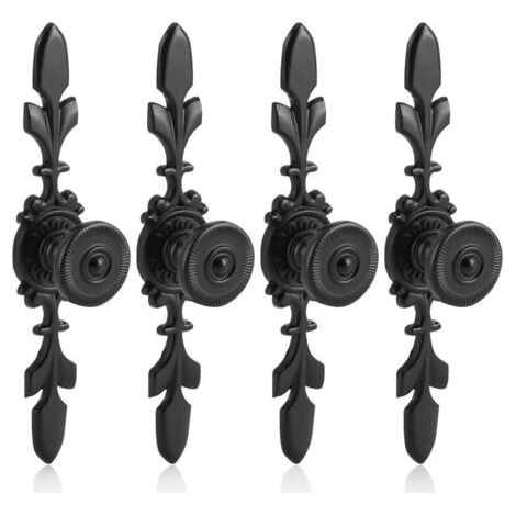 Maniglie e pomelli per mobili, 4 pezzi Maniglie per cassetti in stile vintage in lega di zincato con viti Decorazione casa (Nero) (1/5)