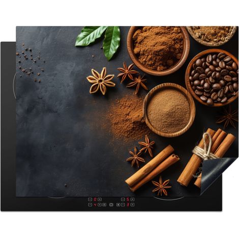 PROTECTOR DE PLACAS DE INDUCCIÓN Canela - Hormigón - Café - Canela en rama - Especias Tapa Protectora De Cocina 77x59 cm