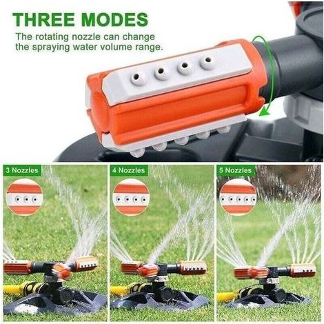 Gartensprenger, automatisches Gartenbewässerungssystem, großer Bewässerungsbereich, 360° drehbarer Sprenger für Rasen und Garten (1/5)