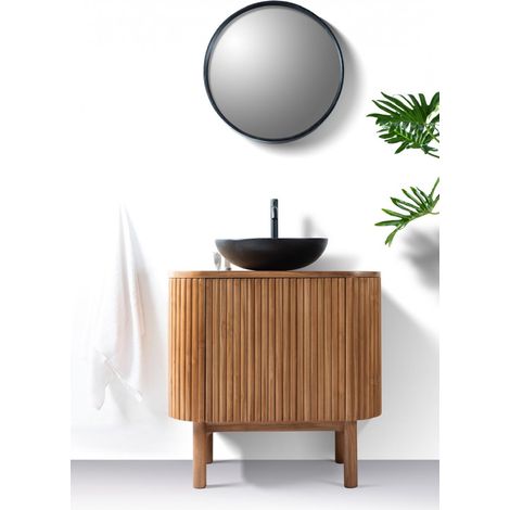 Orma - Petit meuble salle de bain en bois de teck 1 porte (1/3)