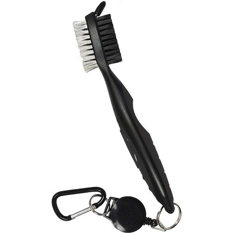 Schwarze Golfschlägerbürste und Schlägerrillenreiniger, Nylon- und Stahlbürste