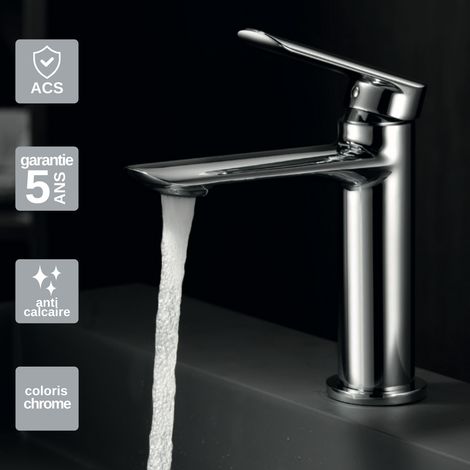 Robinet Mitigeur Lavabo Salle de Bain chromé – Bec Bas Anti-Calcaire – Design moderne - URAL IMEX (1/3)