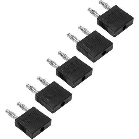 Packung mit 5 Doppelbananensteckern J.20005, 1 Buchse auf 2 Stecker, 14 mm Mittenabstand, 4 mm Kurzschlussstecker, schwarz (1/5)