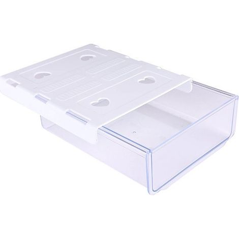 Cassetto estraibile autoadesivo 21x17,5x6,5 cm, organizer sottoscrivania con vano portaoggetti nascosto, colore bianco (1/5)