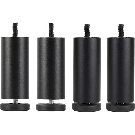 Pieds de meuble en aluminium anodisé – Hauteur 25 cm – Base ronde en ABS – Stabilité accrue pour canapés et tables basses - Black-25cm (1/5)