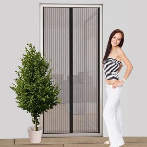 Moustiquaire magnétique Easy Life pour porte 100 x 210 cm en anthracite - raccourcissable et assemblable individuellement[185] (1/4)