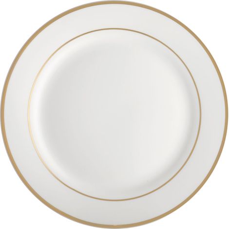 Assiette plate en porcelaine blanche 27 cm – Résistante et élégante – Pour repas quotidiens et occasions spéciales – Collection Aura Gold