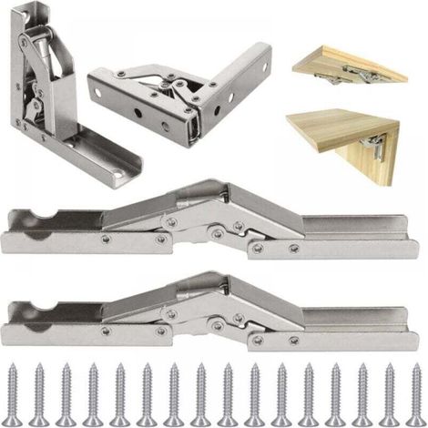 4 Pièces Charniere Invisible Porte Rentrante, étagère Pliables à 90/180 Degrés, Charniere Meuble, Charniere Porte Placard avec 16 Vis, Accessoires de Meubles, Charniere pour Armoire Porte Placa (1/4)