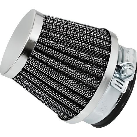 Cornet de filtre à air droit conique Replay Ø50mm chromé pour moto café racer