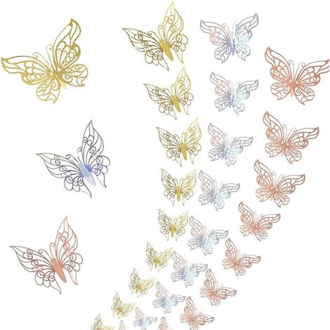 Adesivi decorativi 3D a forma di farfalla, 72 pezzi