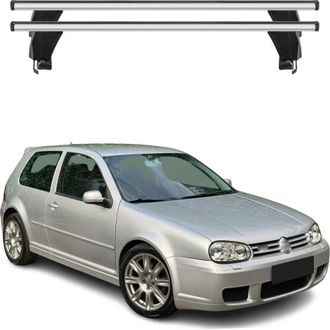 OMAC Dachträger Querträger Alu für VW Golf mk5 2004-2009 3Tür – Abschließbar – T-Nut – City-Crash-getestet – Max. 50 kg Silber (1/5)