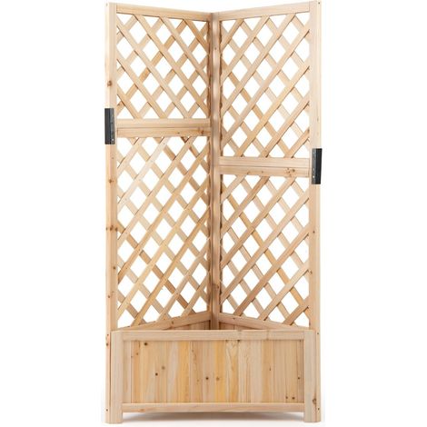 Fioriera rialzata da giardino con traliccio 55 x 55 x 140 cm sistema di drenaggio flessibile design moderno in legno naturale 200018948