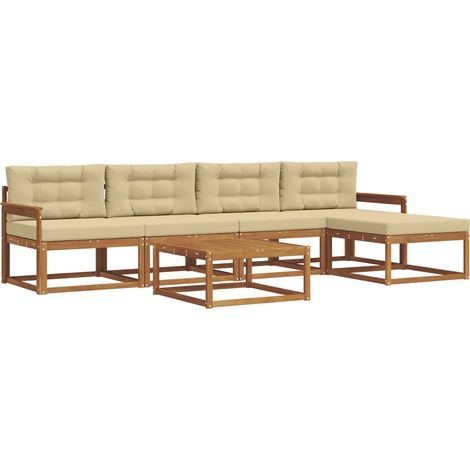 Ensemble de canapés d'extérieur 6 pcs Salon de jardin Naturel et Beige (1/5)