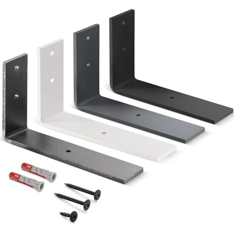 HOLZBRINK Regalträger Metall Regalhalter für Wandregal, Regalwinkel schwarz 200x100x40 mm, 4 Stück, HLR-L-200-9005