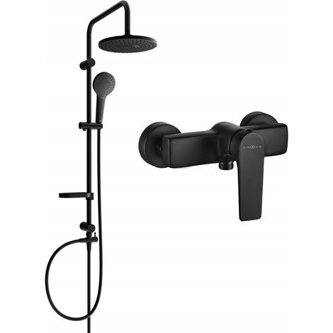Mexen Erik ensemble de douche en saillie avec pomme de douche et mitigeur Lynx, noir - 745940205-70 (1/3)