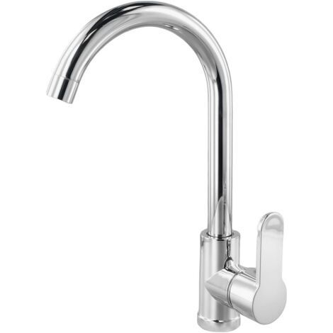 Single-arc stainless steel kitchen sink mixer tap, large-arc kitchen tap, dual-use hot and cold water basin mixer tap, plating finish (1/4)
