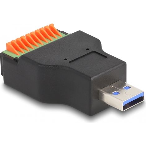 Delock Adaptador de USB 3.2 Gen 1 Tipo-A macho a bloque de terminales con botÃ³n pulsador