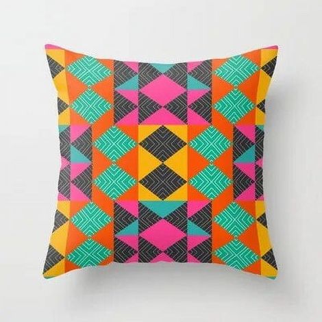 Taie D'oreiller Coton Linen Motif Géométrique Abstrait Usage Intérieur Extérieur 40x40 cm (1/5)
