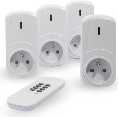 Kit de 4 prises télécommandées on/off – Télécommande 4 canaux – Commande sans fil jusqu'à 25m – Puissance 2000W – Chacon (1/5)