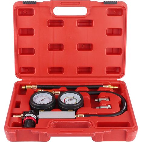 Cylinder Compression Pressure Tester, Cylinder Leak Tester Dual Pressure Gauge Compression Leak Detector Kit 0-7bar/0-100psi (1/5)