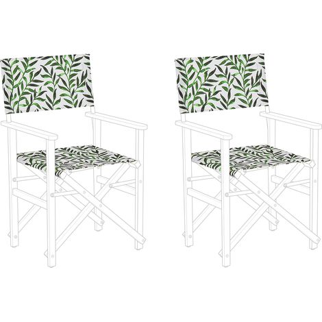 Conjunto de 2 telas de poliéster blanco verde para silla de jardín patrón de hojas moderno exterior Cine