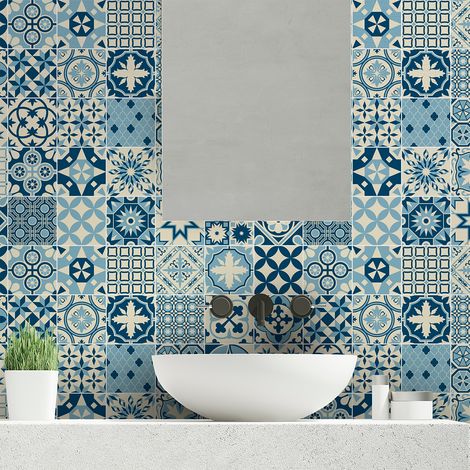 Sticker Mural Carrelage adhésif Cuisine Salle de Bain - 30 STICKERS CARRELAGES AZULEJOS ORAVA - 30stickers10x10cm (1/5)