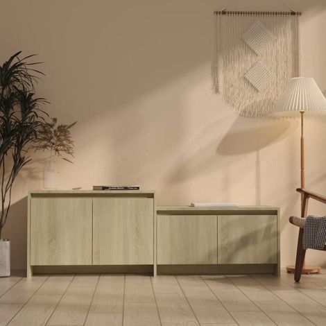 Meuble TV-Banc TV-Meuble Télé Chêne sonoma 146,5x35x50 cm Bois d'ingénierie 515800 (1/5)