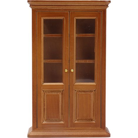 Étagère bibliothèque miniature 1:12 en bois pour maison de poupée, meuble de décoration pour salon ou bureau, couleur marron. (1/5)