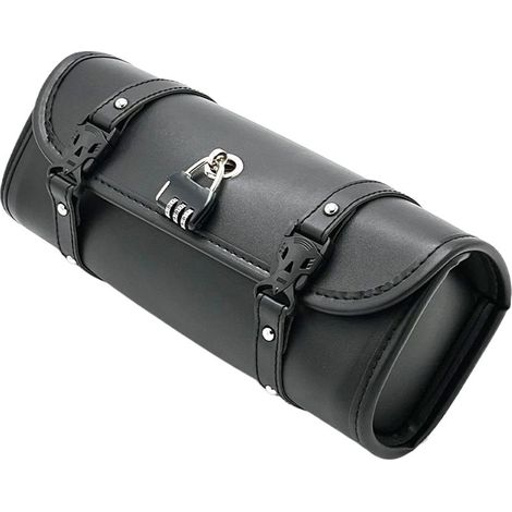 Sacoche de Guidon de Moto - Poche en Cuir synthétique Universelle - Organiseur Robuste et résistant aux intempéries - Système de Sangle de Montage Rapide pour Cruiser, Scooter, Dirt, vélo (1/5)