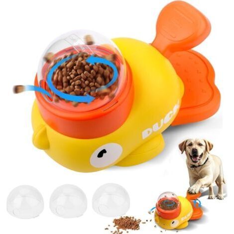 BUNTHAUS Distributeurs de Nourriture pour Chiens, Interactive Duck Dog Treat Dispenser Toy, 2 en 1 et Alimentation Lente pour Chiens de Petite et Moyenne Taille, Balle Interactive pour Chien