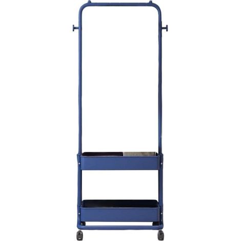 3-in-1-Kleiderständer für Kleidung, Schuhe und Accessoires mit zwei zweistöckigen Körben und zwei seitlichen Haken. Mobiler Aufbewahrungswagen für Wohnzimmer, Schlafzimmer, Ankleidezimmer oder Eingang (1/5)