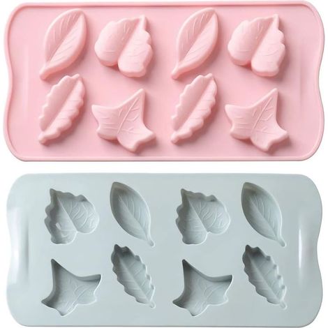 Silikon-Blattform – 2 Stück – Für Seife, Schokolade, Bonbons, Gelee, Eiscreme, Wachsmalstifte – 100 % lebensmittelecht (1/5)