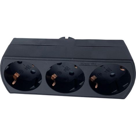 Voleur triple prise (3680W maximum) en polypropylène noir