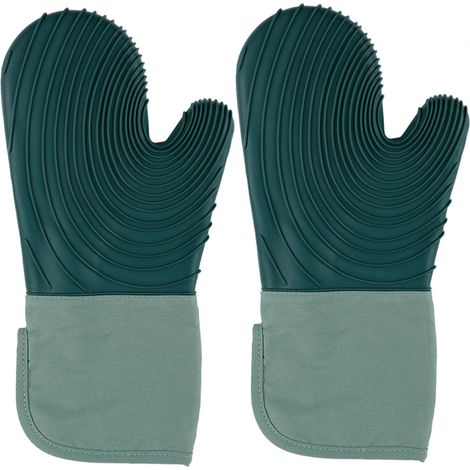 Ofenhandschuhe, Spiral-Ofenhandschuhe, bis zu 250 °C, hitzebeständige Handschuhe mit Baumwollfutter, grün