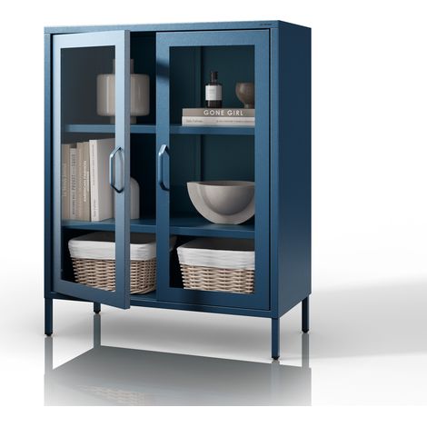 Vitrine en verre GINA, 800 x 1015 x 400 mm, Modern: bleu marine