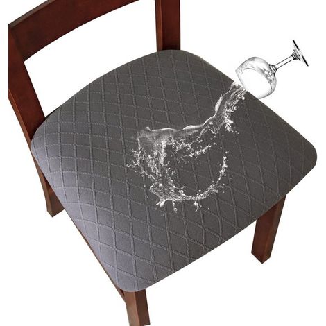 Juego de cuatro fundas para sillas: funda para cojín de silla,funda para silla de comedor,apta para comedores,marrón oscuro,4 piezas,gris oscuro (1/5)