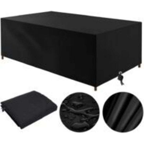 210D Gartentischabdeckung, Abdeckung für Gartenmöbel im Freien, 210 x 110 x 70 cm, , wasserdicht, winddicht, UV-Schutz, rechteckige Gartentischabdeckung (black) (1/4)