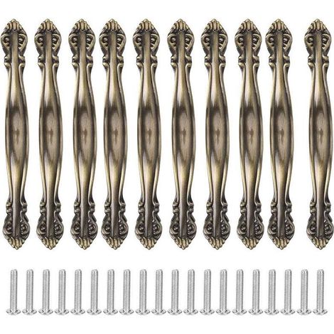 Lot de 10 Poignées Bronze - 64mm Meubles Vintage Poignées Sculptées pour Armoire Tiroir Contient Vis (1/5)