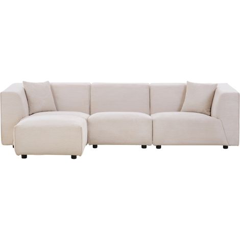 Canapé modulable 3 places + 1 pouf - 267cm - velours côtelé - MONROE (1/5)