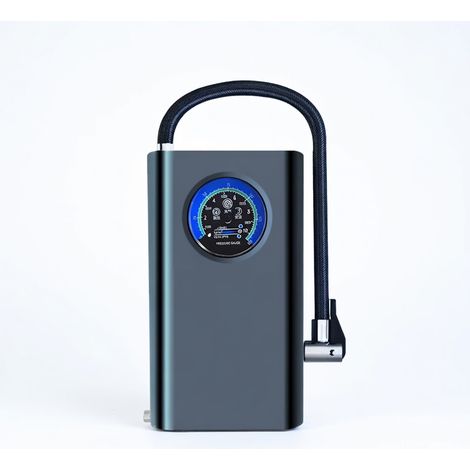 Gonfiatore per pneumatici portatile ricaricabile con manometro analogico, verde (1/5)