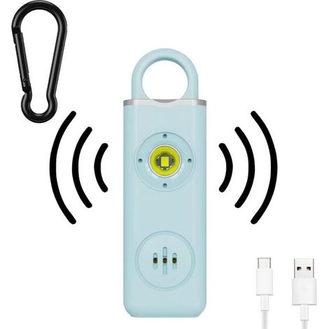 Alarme personnelle,130dB Alarme de Poche avec Lumière LED avertisseur Anti Agression Porte-Clés Sécurité Alarme Auto-Défens,Bleu (1/5)