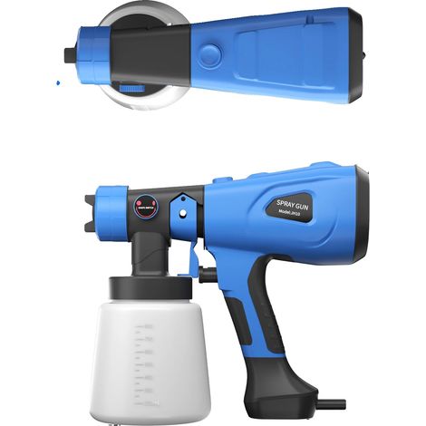 Pistola pulverizadora de pintura sin aire, boquillas de varios tamaños, color azul. (1/2)