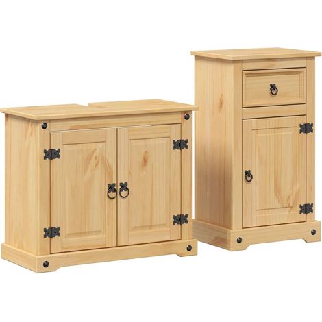 Maison Exclusive - 2-teiliges Badmöbel-Set "Corona" Massivholz Ki