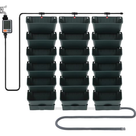 Jardin vertical suspendu avec système d'arrosage automatique, mur végétal peu encombrant, mur végétal, ensemble de pots de fleurs pour cour, jardin, balcon, décoration d'intérieur, végétal (1/5)