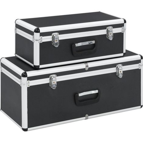 Cajas de almacenamiento de aluminio negro de 2 piezas 020003231