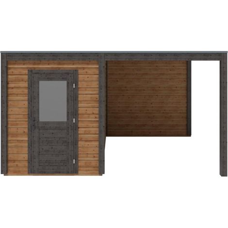 Abri de jardin en bois Luma 4.56x3.09m - 14.09m2 - Ep. 28mm - Traité (1/3)